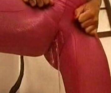 piss through shiny spandex