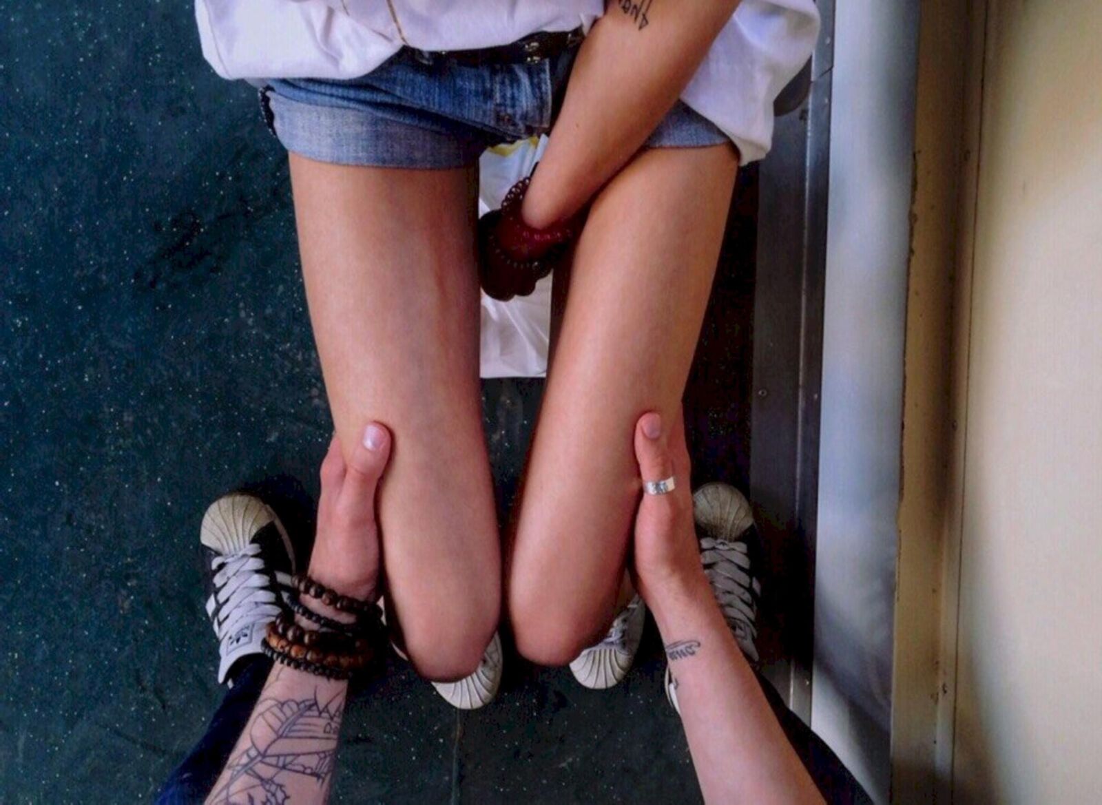 Knees together, what do you feel?