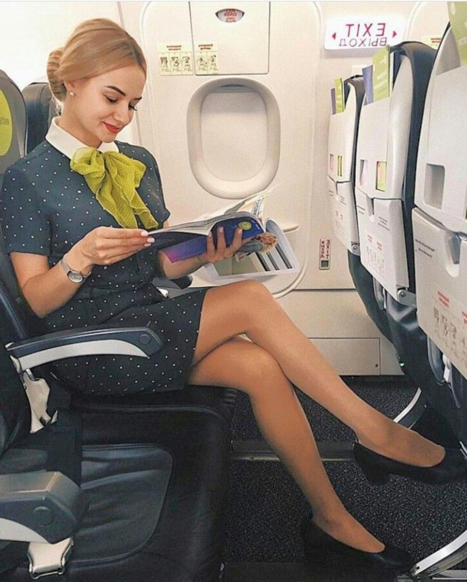 Les jambes dans l'avion !