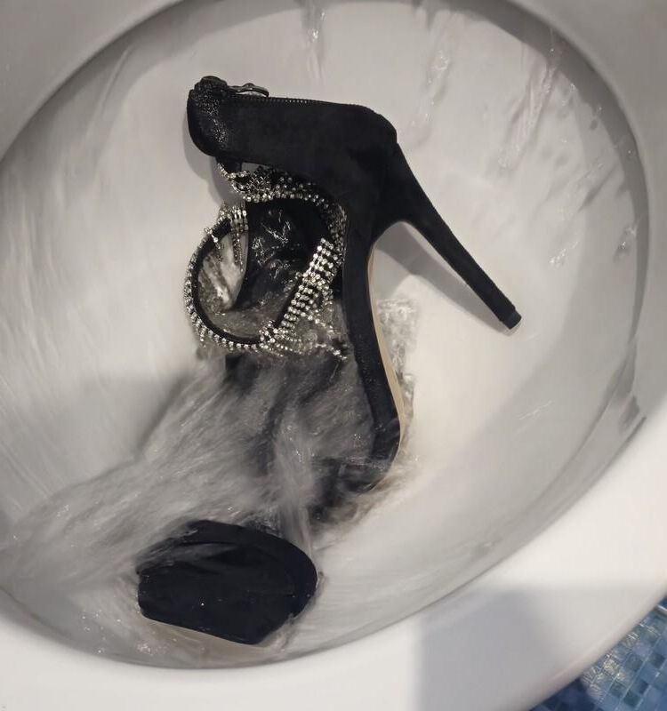 Pissing on ex GF suede sandal heels