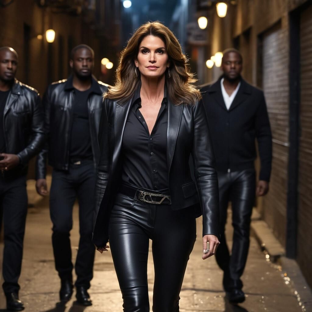 IA Cindy Crawford em couro