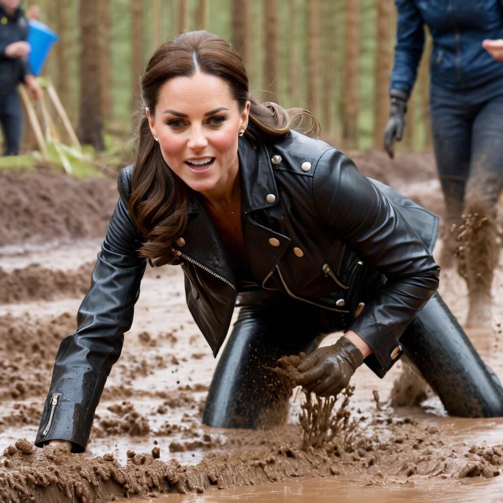 A.I. Kate Middleton Leather s'amuse dans la boue