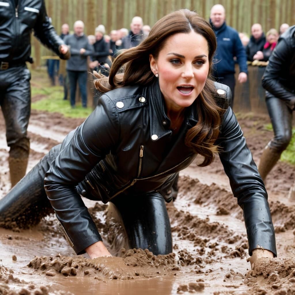 A.I. Kate Middleton Leather s'amuse dans la boue