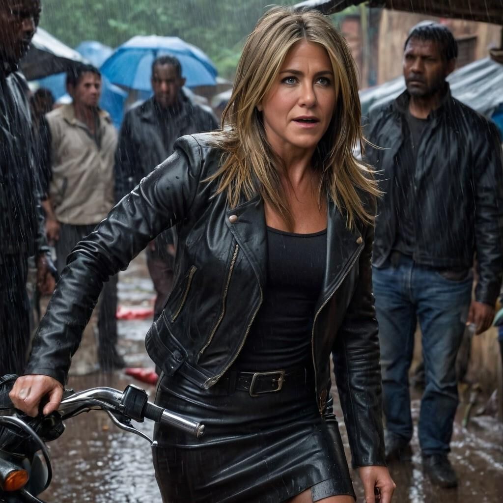 A.I. Jennifer Aniston dans Leather in the slummer