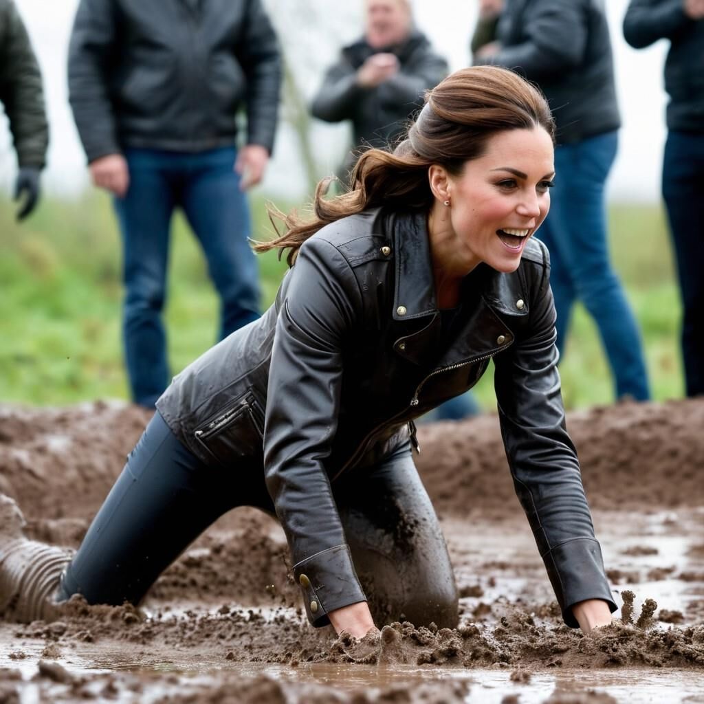 A.I. Kate Middleton Leather s'amuse dans la boue