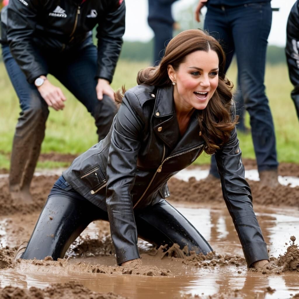 A.I. Kate Middleton Leather s'amuse dans la boue