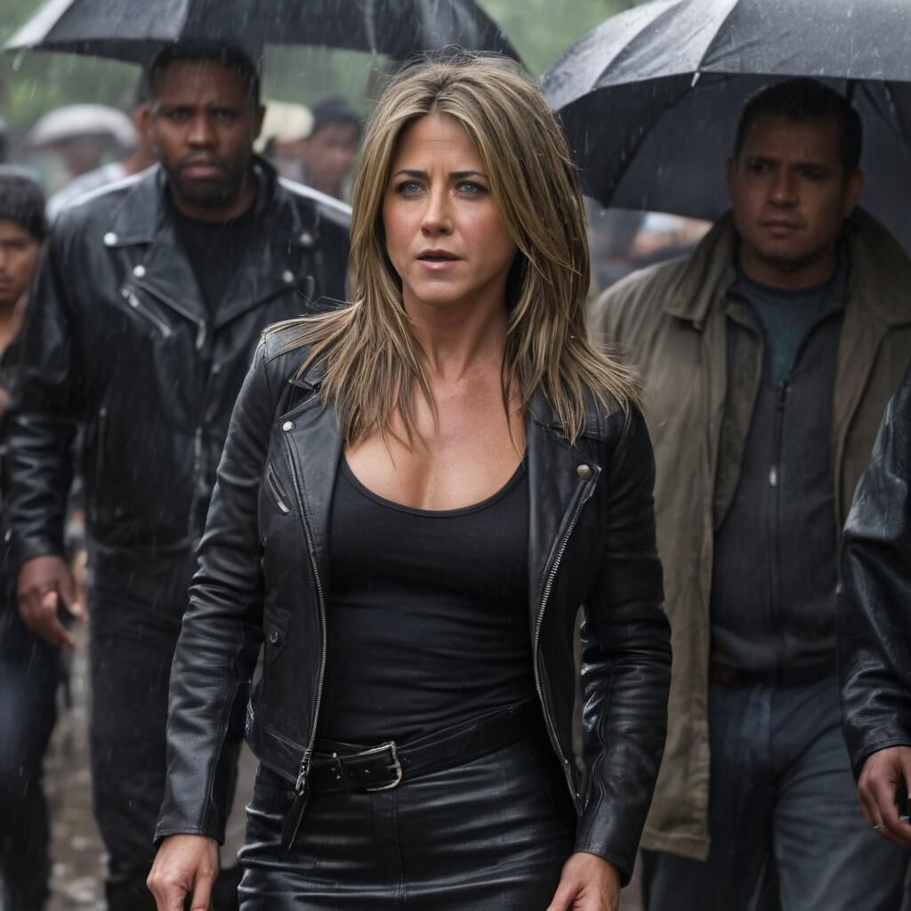 A.I. Jennifer Aniston dans Leather in the slummer