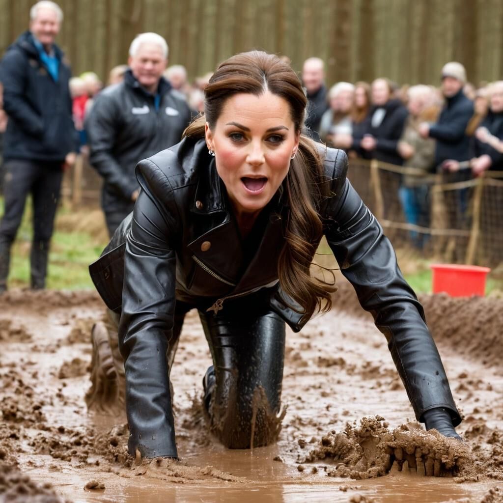 A.I. Kate Middleton Leather s'amuse dans la boue