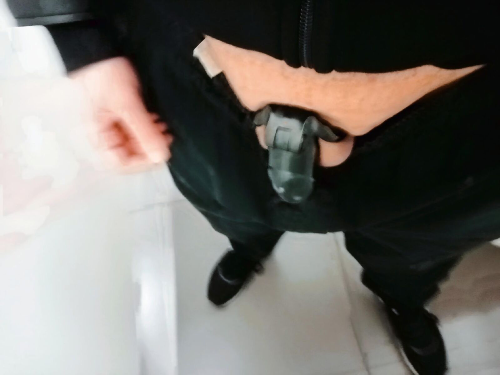 Saturday Session in Black in Public Toilet...Days... No Cum! 