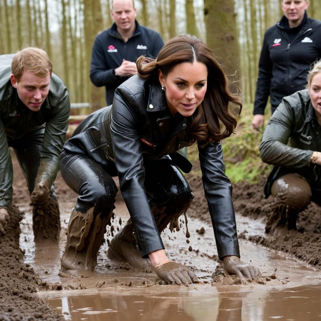 A.I. Kate Middleton Diversión de cuero en el barro