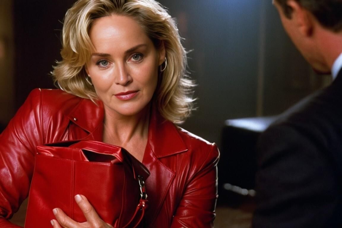 A.I.Sharon Stone en cuero rojo