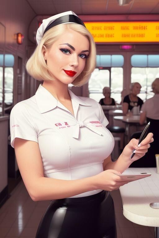 KI-generierte Vintage-Diner-Latex-Kellnerinnen