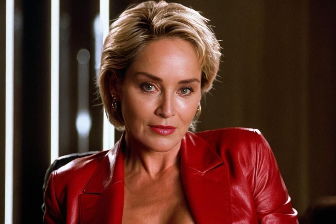 A.I.Sharon Stone en cuero rojo