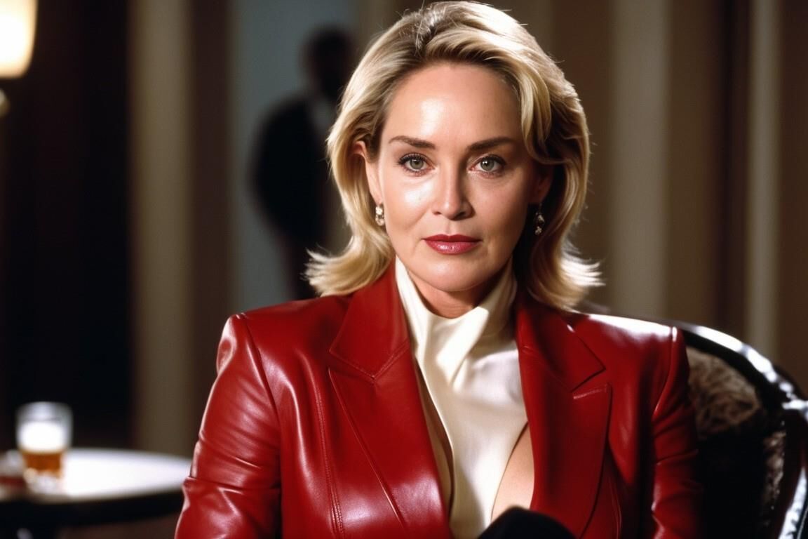 A.I.Sharon Stone en cuero rojo