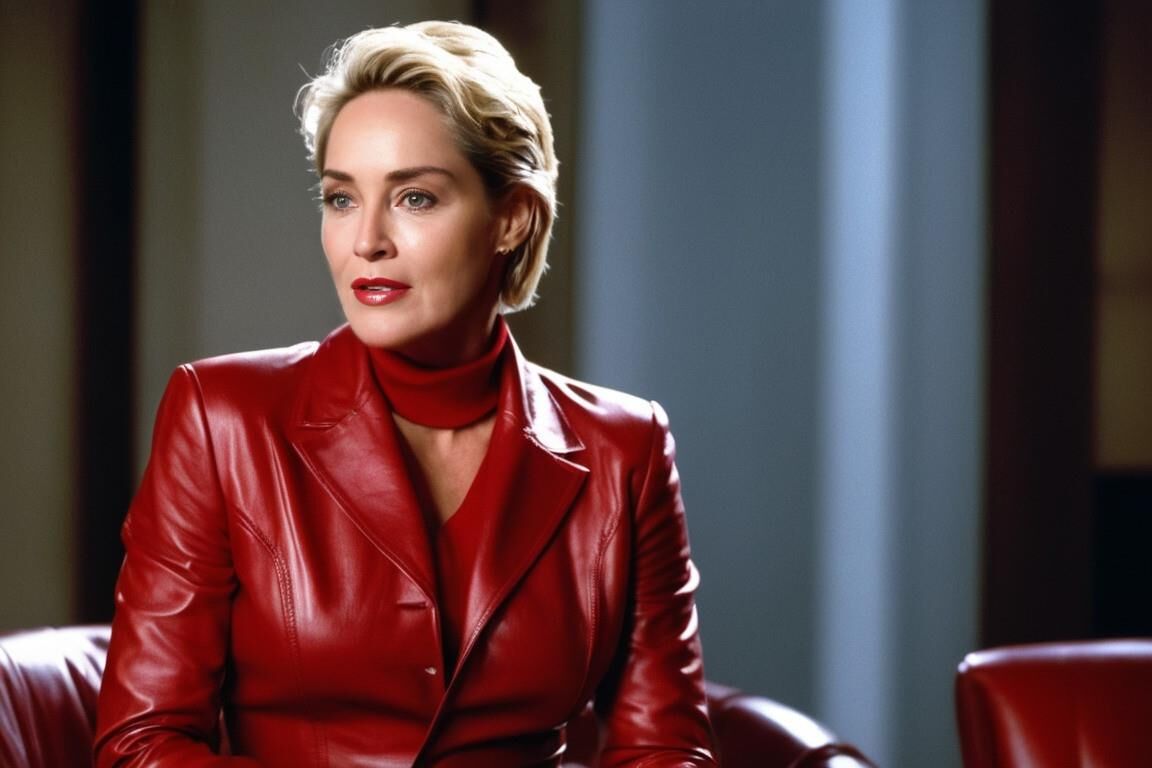 A.I.Sharon Stone en cuero rojo