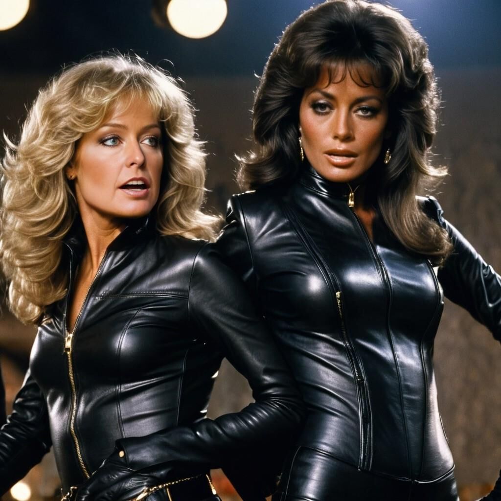 A.I. Farrah Fawcett dans Charlie's Angles en cuir