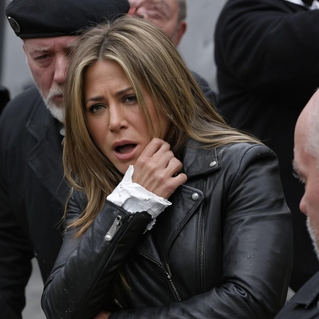 A.I. Jennifer Aniston en cuero roto y sucio