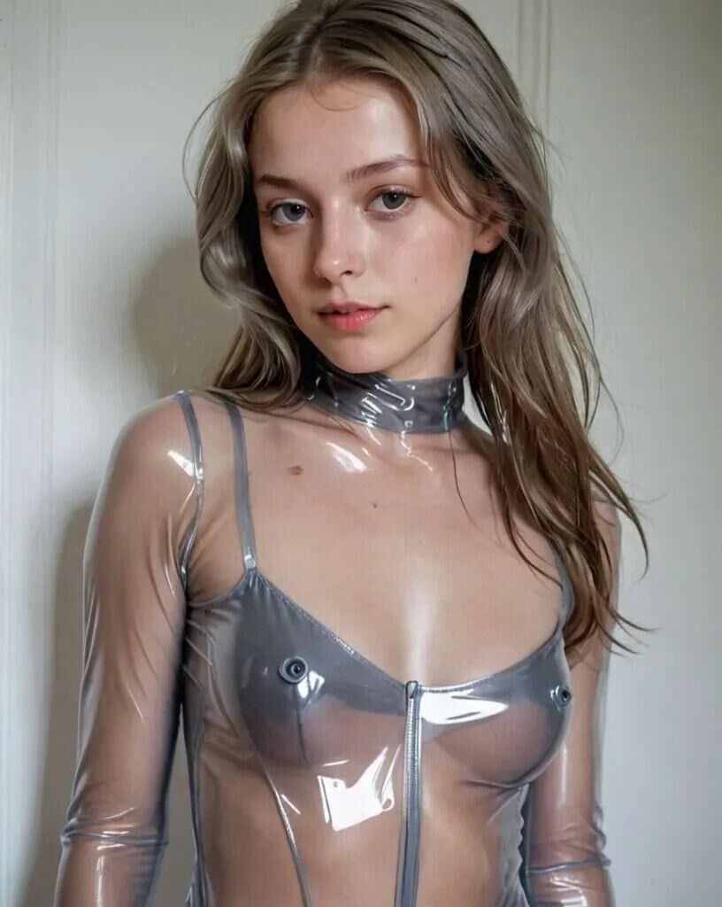 AI KI Meilleur adolescent en robe en latex brillant PVC