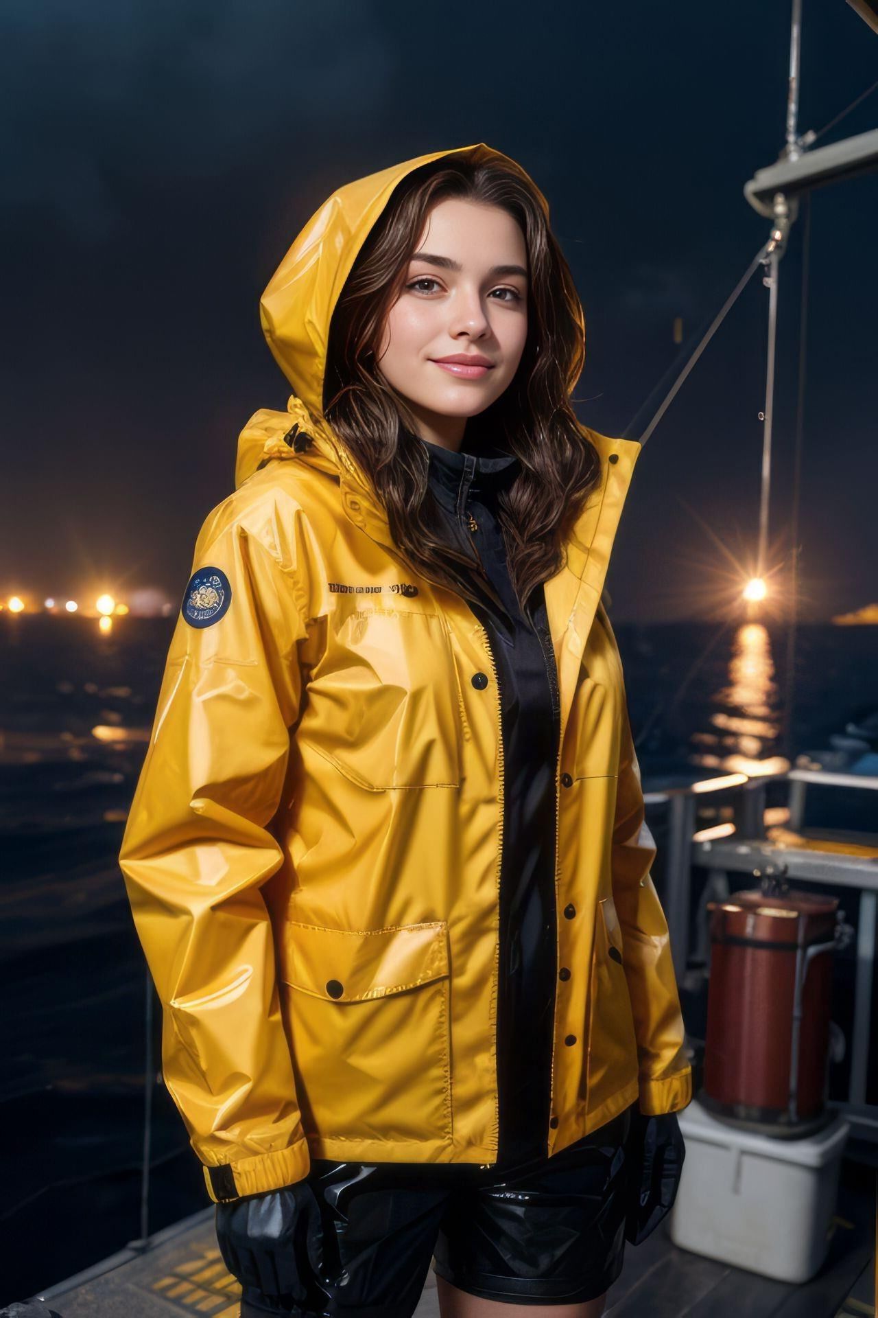 AI KI Glänzende PVC-Vinyl-Regenjacke im Wetlook für Teenager