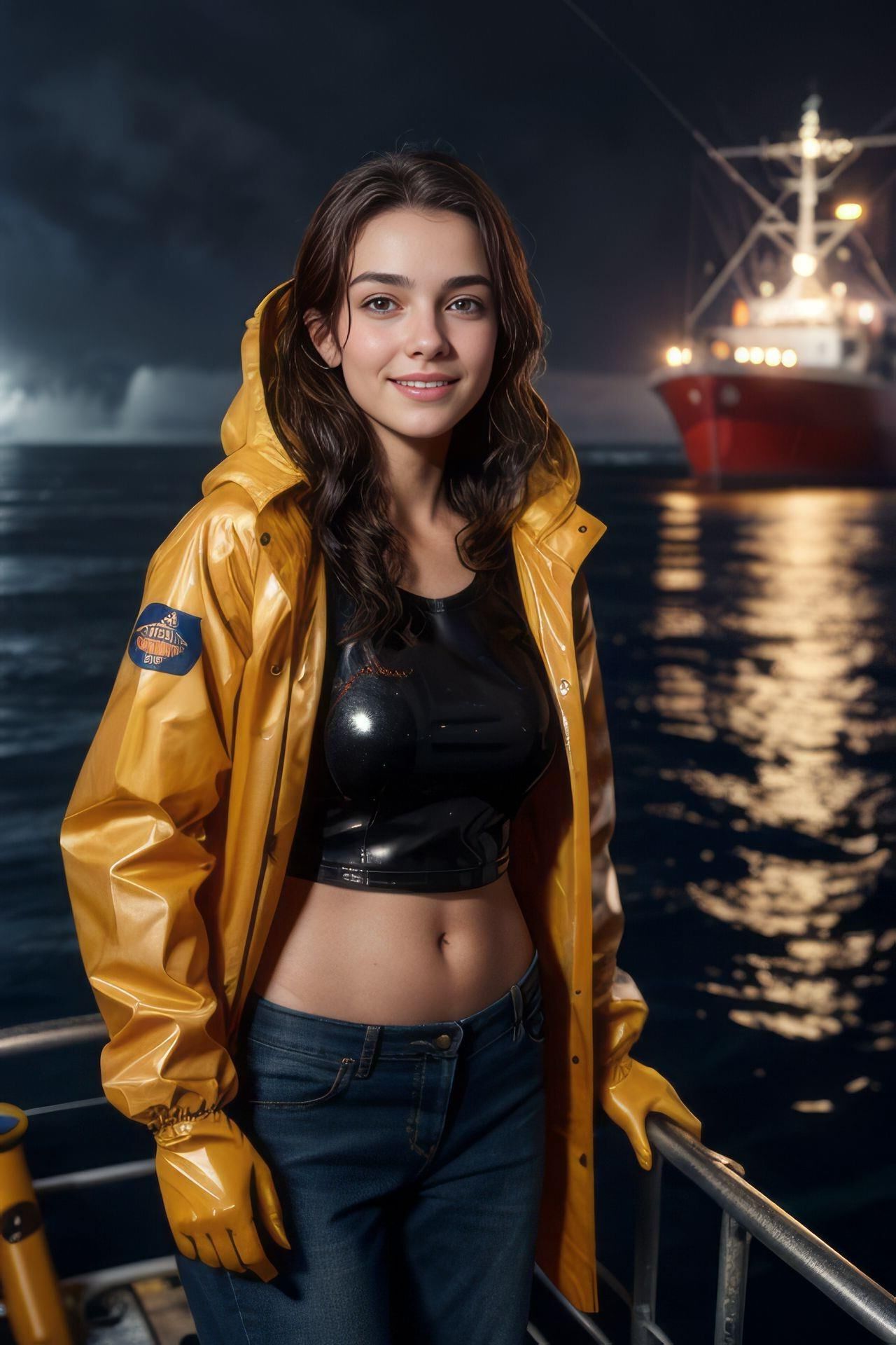 AI KI Glänzende PVC-Vinyl-Regenjacke im Wetlook für Teenager