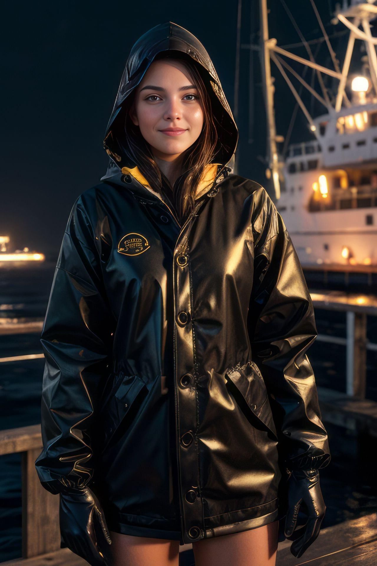 AI KI Glänzende PVC-Vinyl-Regenjacke im Wetlook für Teenager