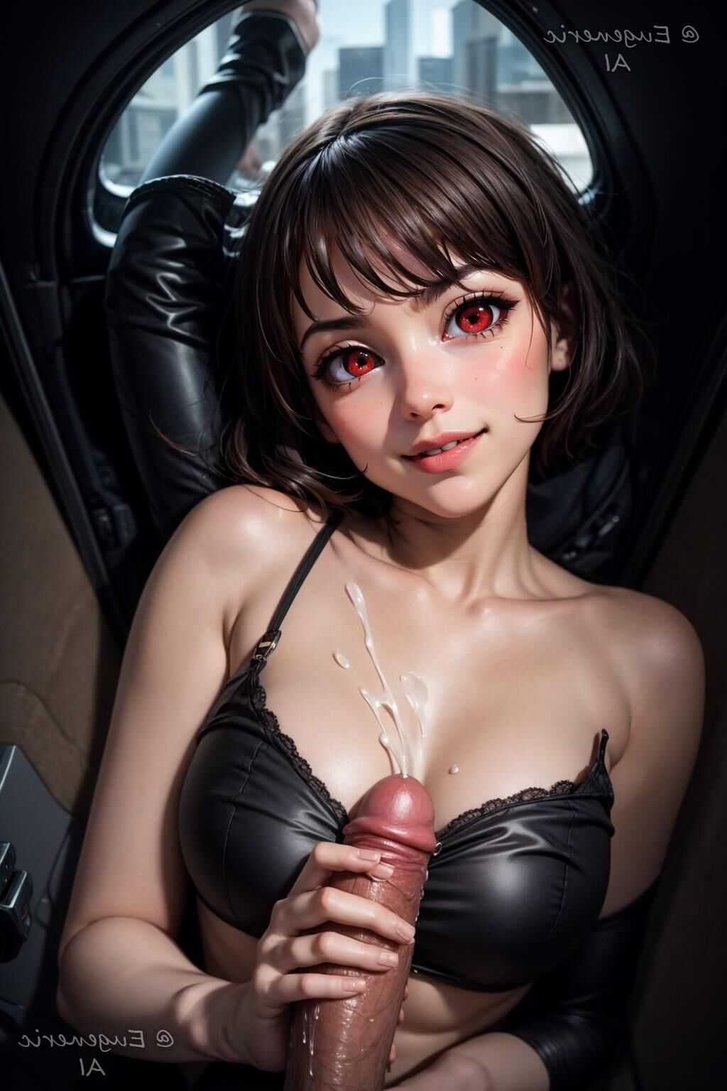 AI KI Cosplay süßes Leder Teen Girl