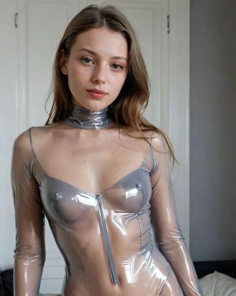 AI KI Bester Teenager im glänzenden PVC-Latexkleid