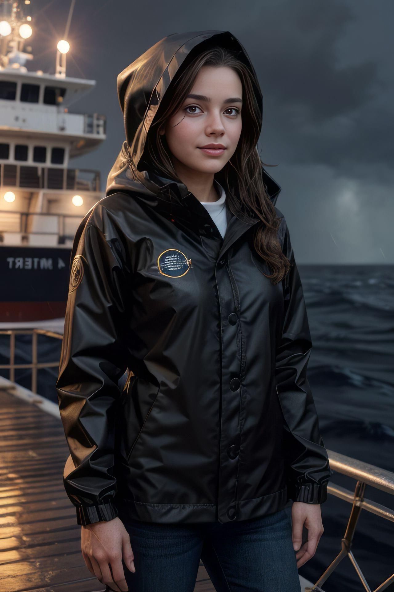 AI KI Glänzende PVC-Vinyl-Regenjacke im Wetlook für Teenager