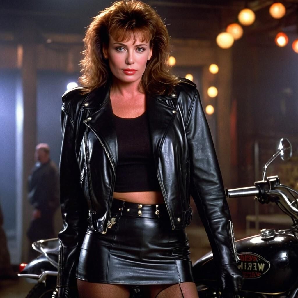 A.I. Kelly LeBrock in Leder in „Weird Science“.