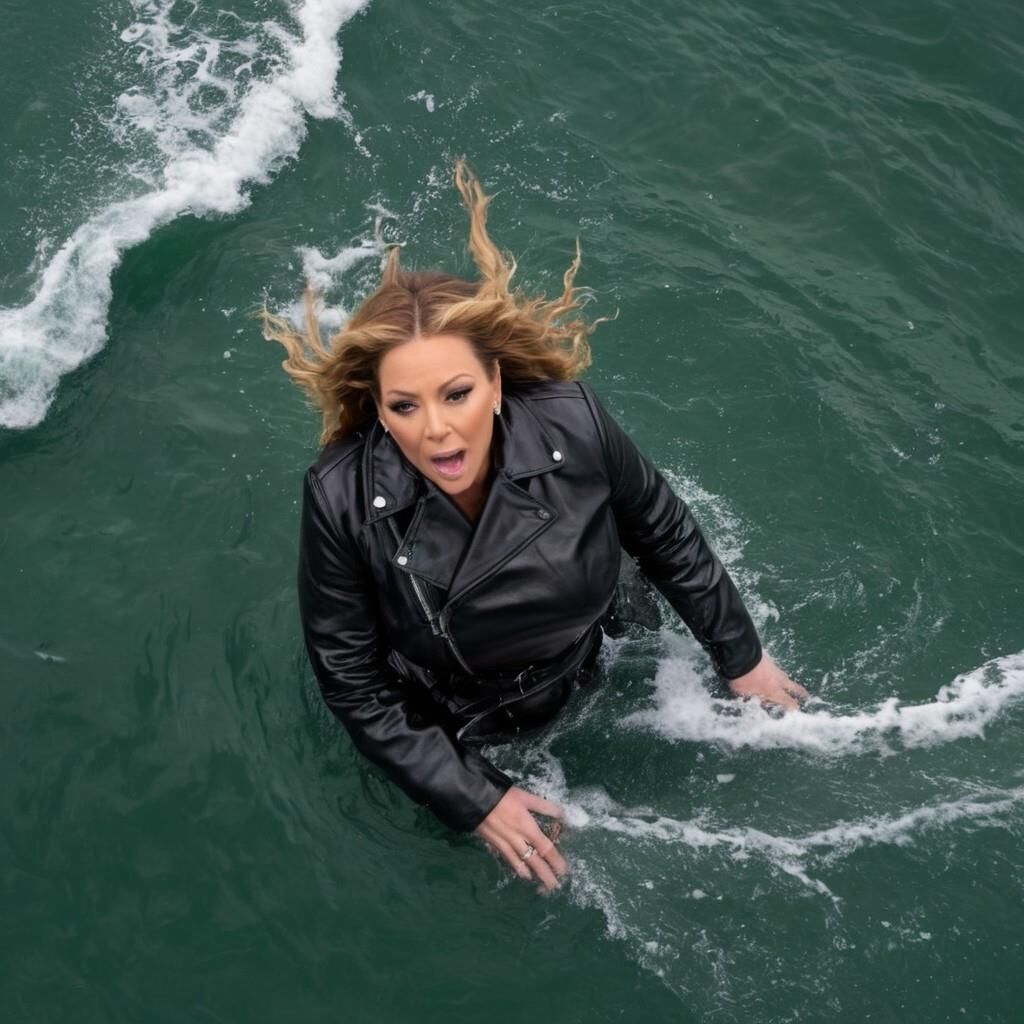 A.I. Mariah Carey en cuir à la mer