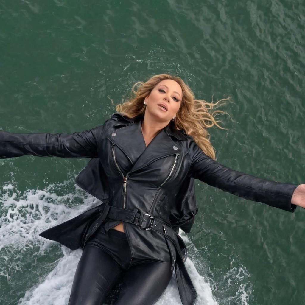 A.I. Mariah Carey en cuir à la mer