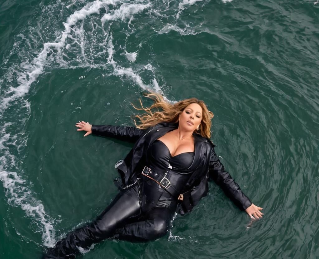 A.I. Mariah Carey en cuir à la mer