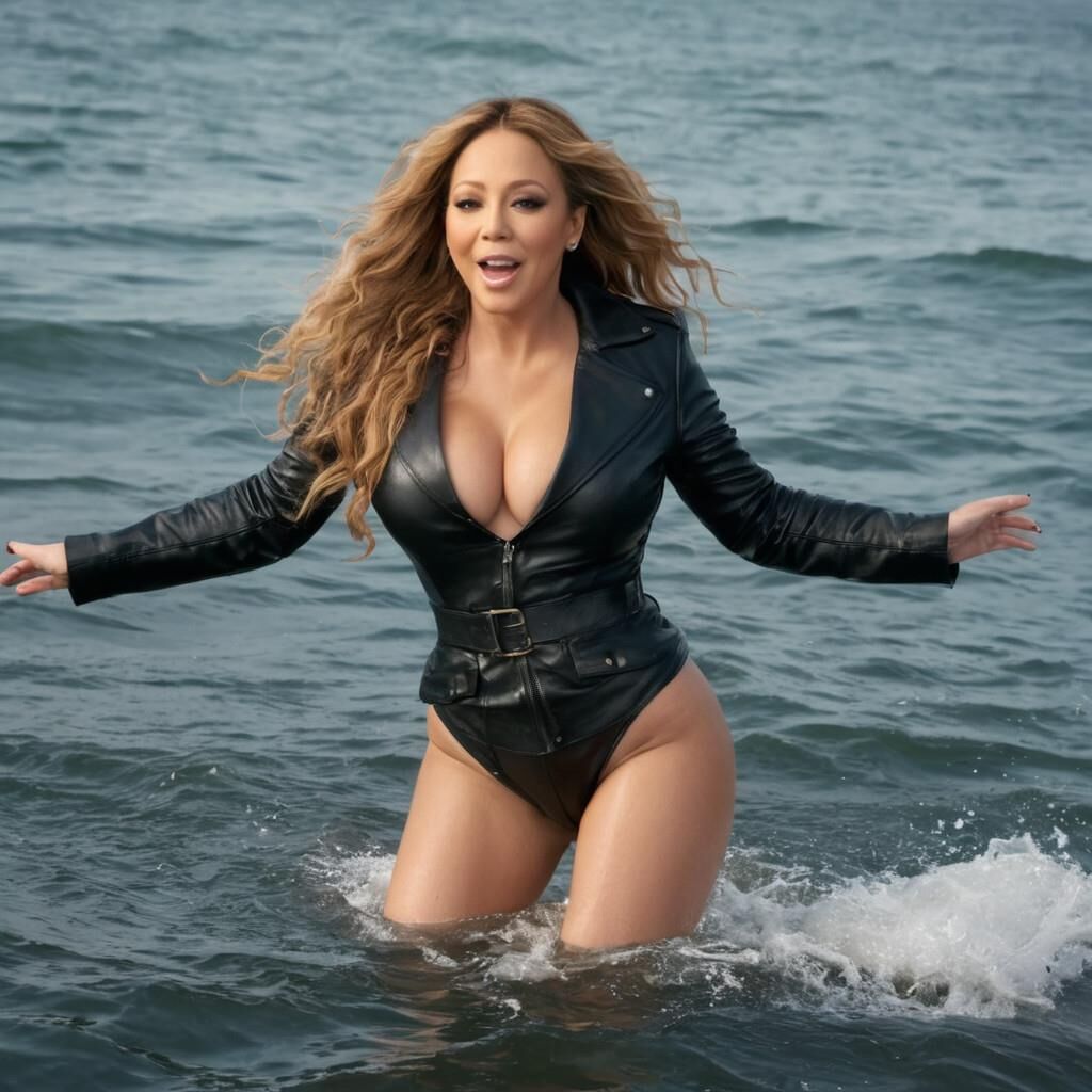 A.I. Mariah Carey em couro no mar