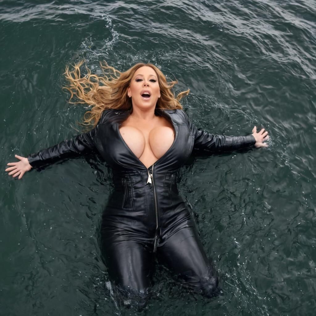 A.I. Mariah Carey en cuir à la mer