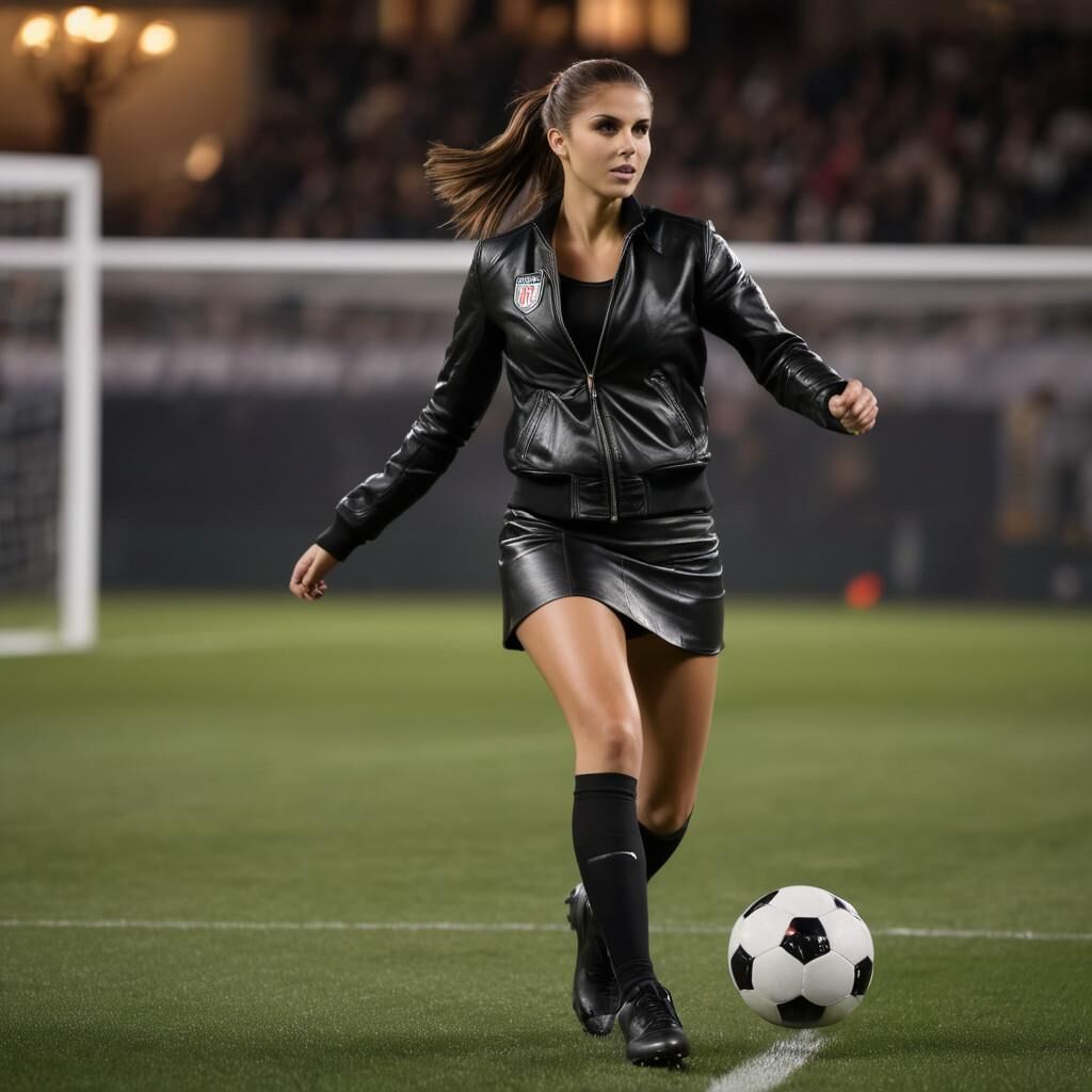 A.I. Alex Morgan jugando al fútbol en cuero