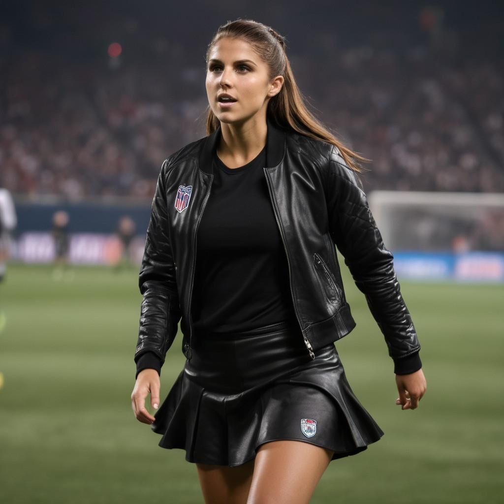 A.I. Alex Morgan jugando al fútbol en cuero