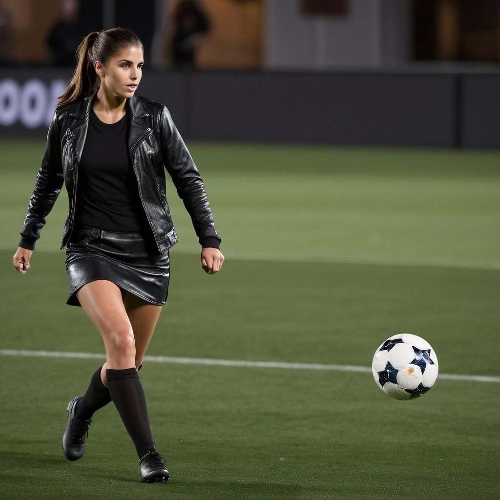 A.I. Alex Morgan jouant au football en cuir