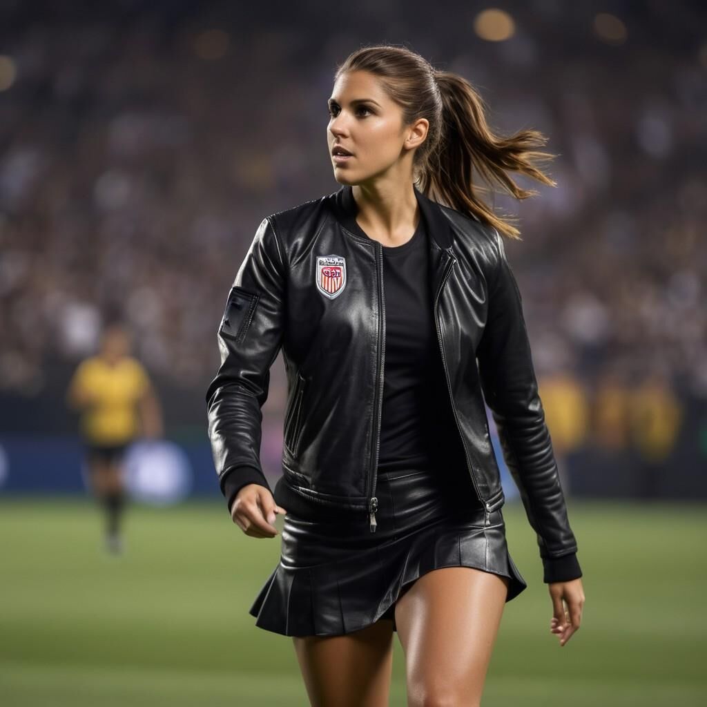 A.I. Alex Morgan jouant au football en cuir