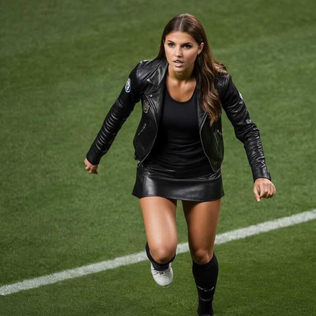 A.I. Alex Morgan jugando al fútbol en cuero