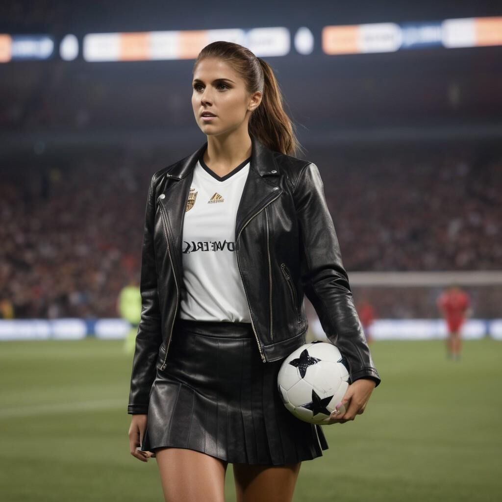 A.I. Alex Morgan jugando al fútbol en cuero