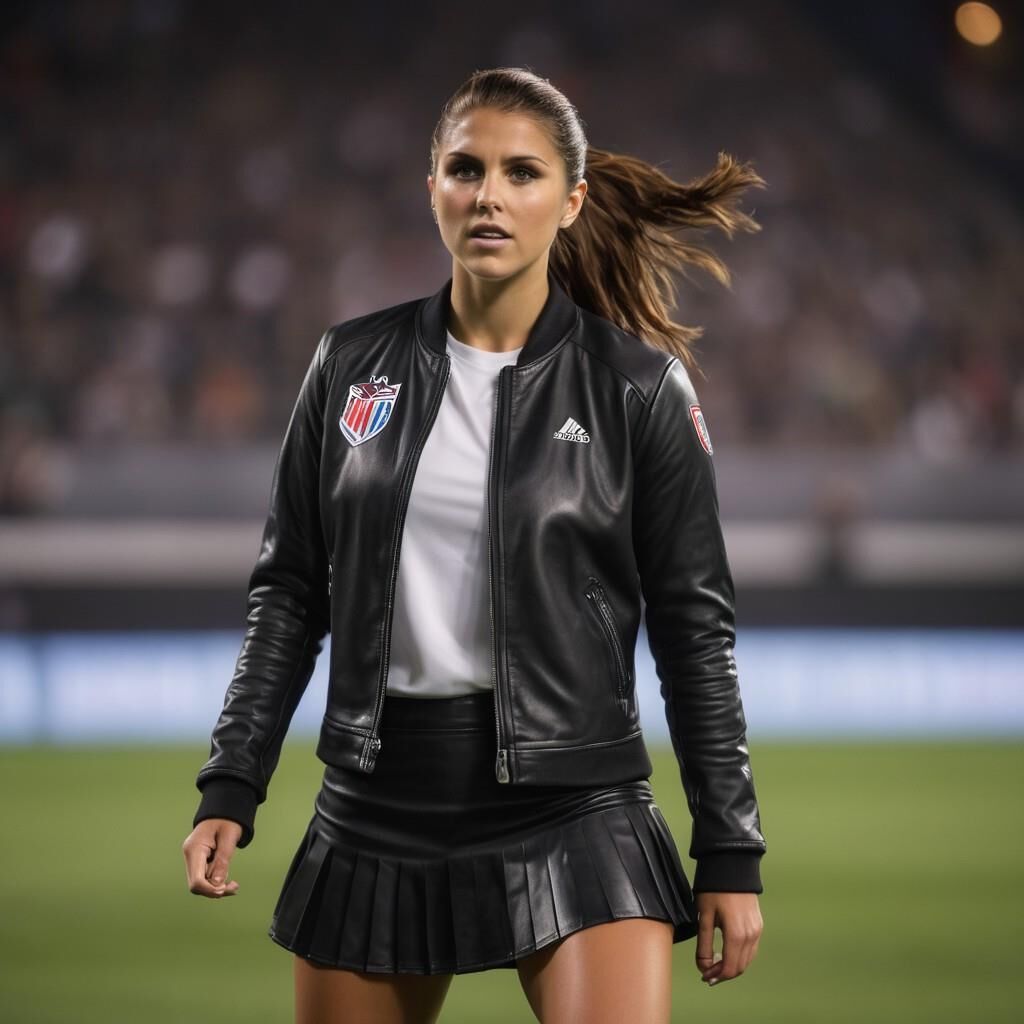 A.I. Alex Morgan jugando al fútbol en cuero