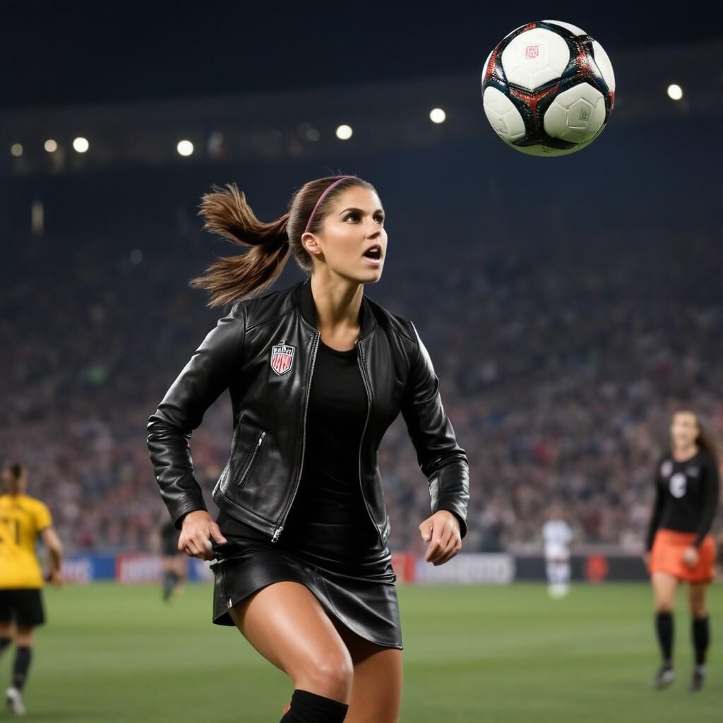 A.I. Alex Morgan jouant au football en cuir