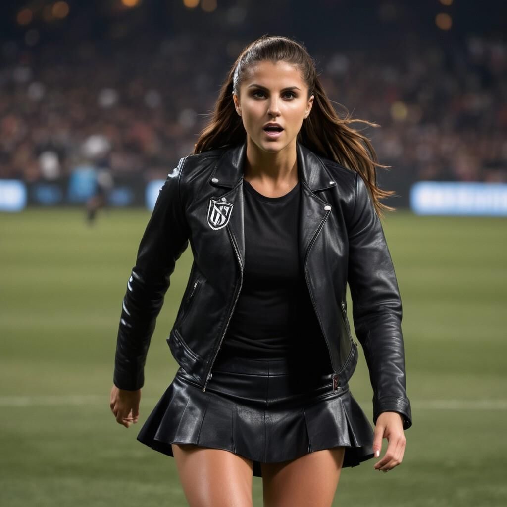 A.I. Alex Morgan jugando al fútbol en cuero