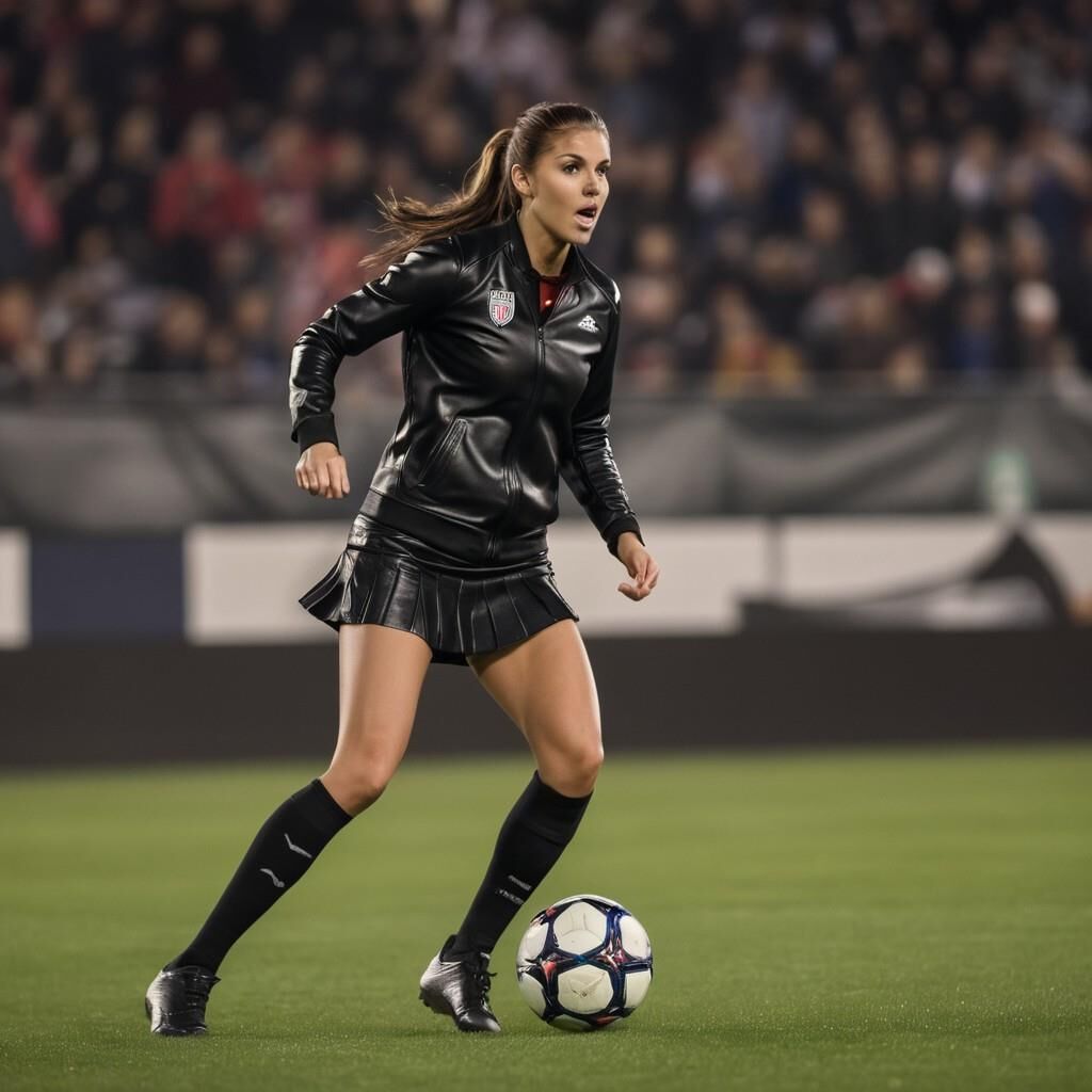 A.I. Alex Morgan jouant au football en cuir