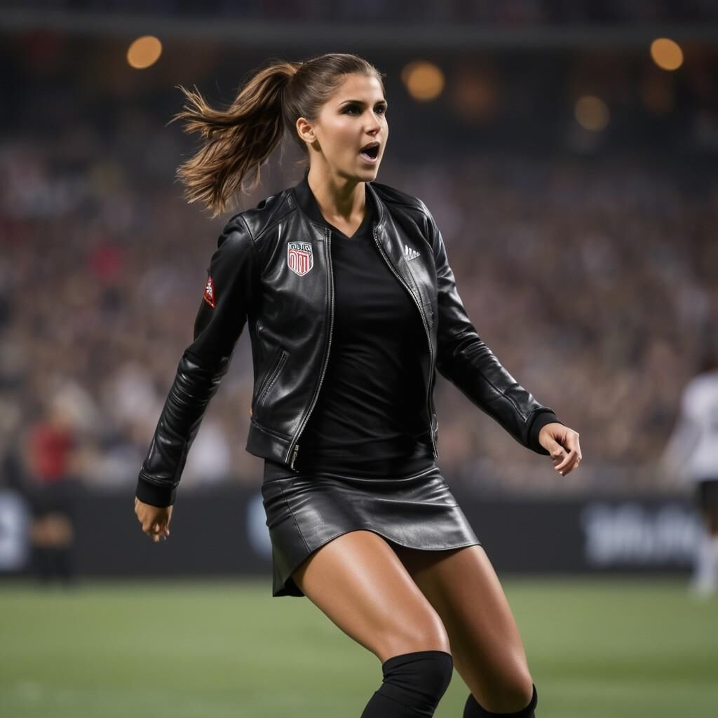 A.I. Alex Morgan jugando al fútbol en cuero