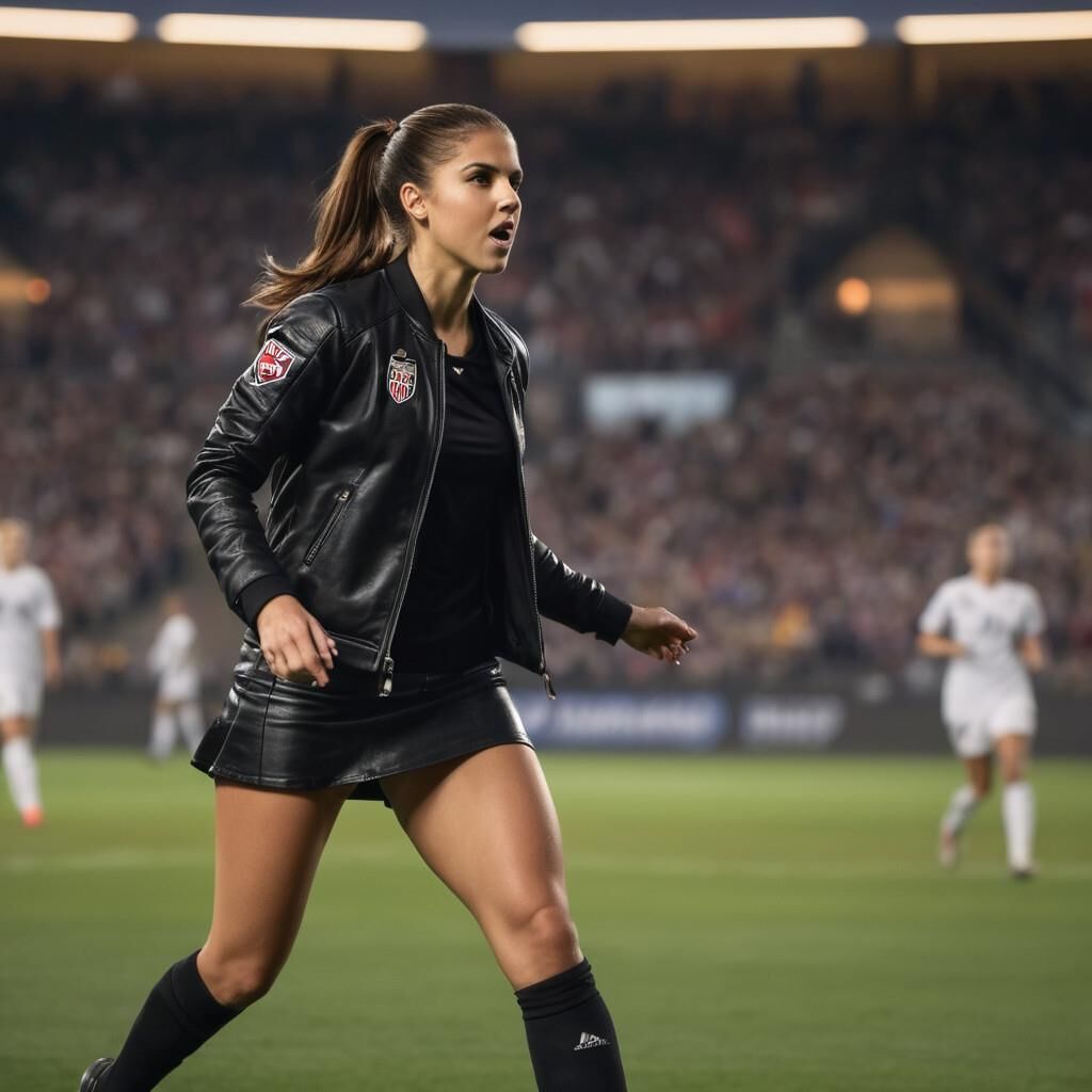 A.I. Alex Morgan jugando al fútbol en cuero