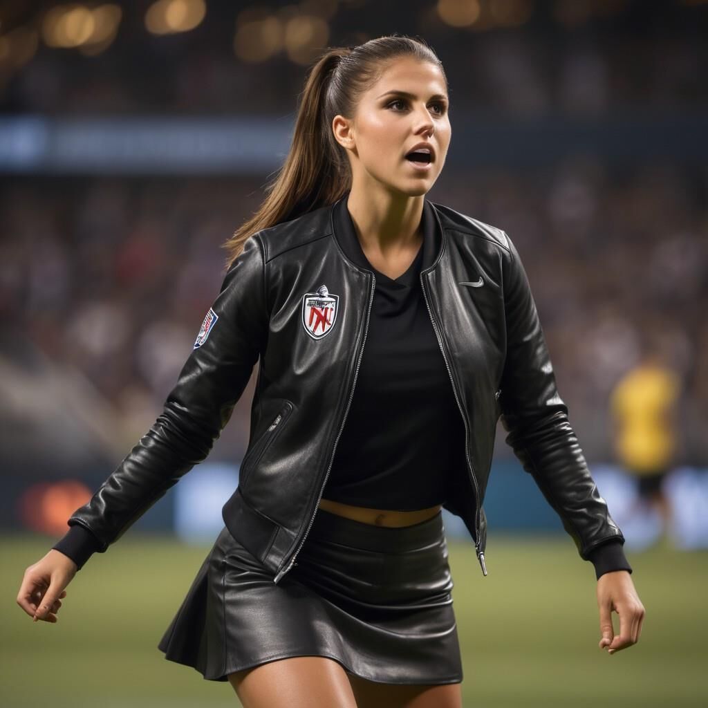 A.I. Alex Morgan jugando al fútbol en cuero