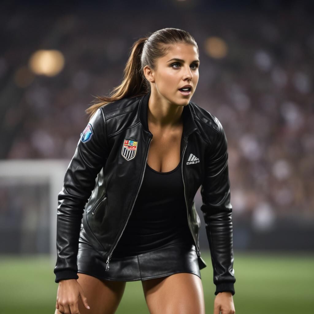 A.I. Alex Morgan jouant au football en cuir