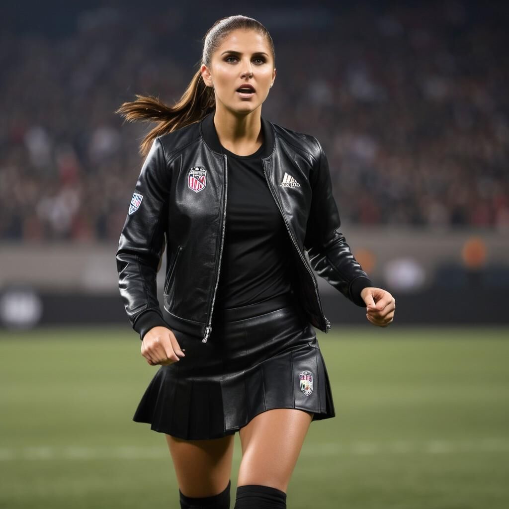 A.I. Alex Morgan jugando al fútbol en cuero