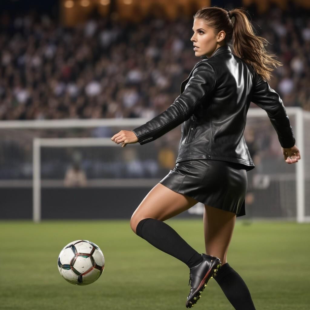 A.I. Alex Morgan jouant au football en cuir